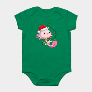 Santa Axolotl Tangled in Festive Cheer Baby Bodysuit
